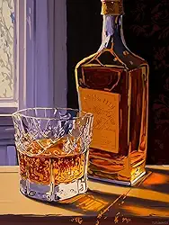 TUTUMAY21 Conjunto de pintura de diamante para iniciantes adultos, conjunto de arte de diamante de garrafa de uísque, faça você mesmo 5D redondo completo pintura de diamante arte decoração de parede