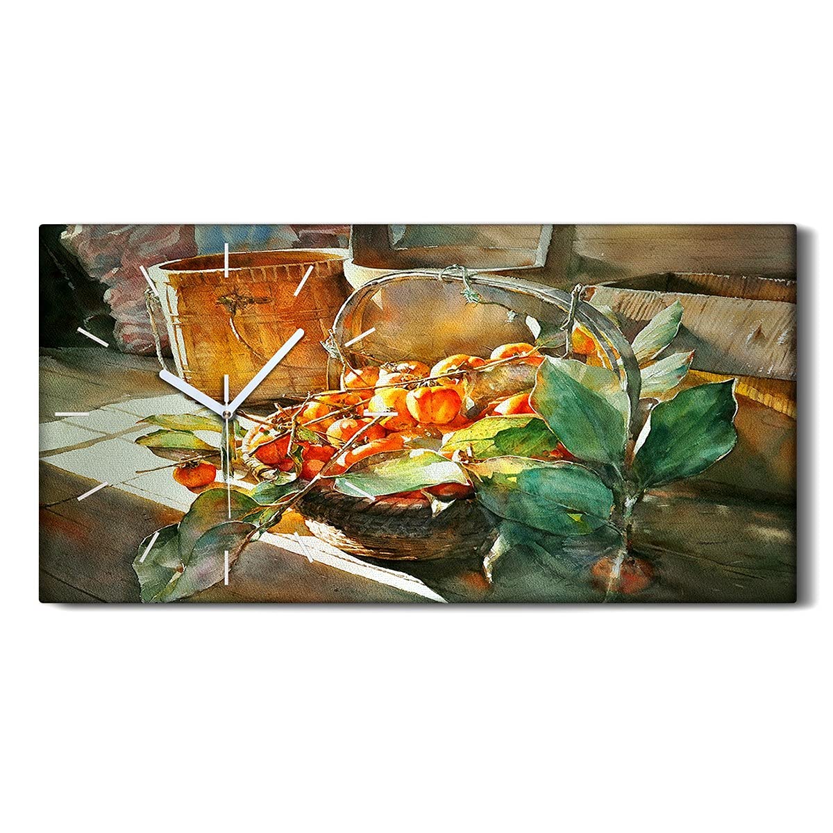 Horloge sur Toile Deco Cuisine Salon Chambre Image Moderne Murale Sans Bruit 60x30 Panoramique