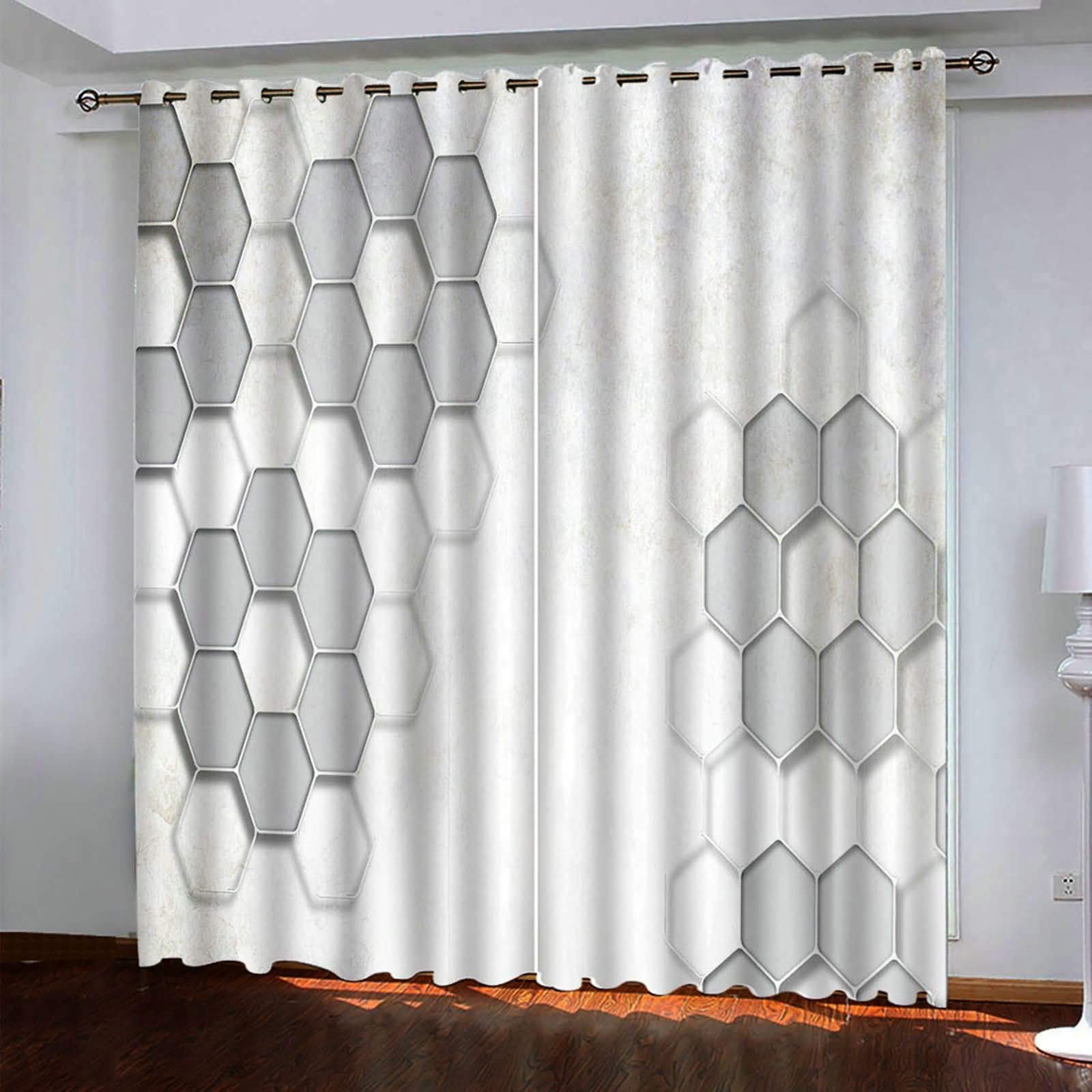 Zasłony zestaw 2,2 x 54 szer. x 160 cm wys., zasłony zaciemniające do sypialni, szare, sześciokątne, przelotki, zasłony zaciemniające