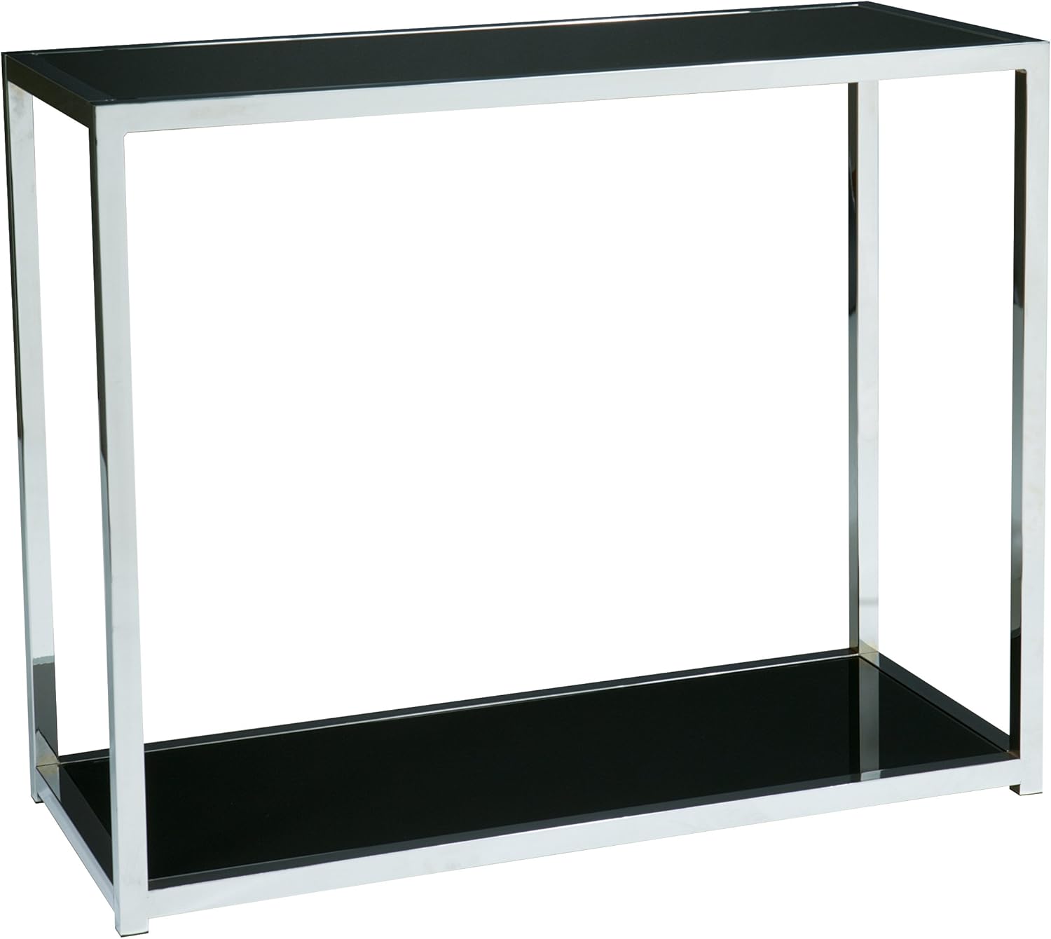 OSP Home Furnishings Yield Modern Telephone Table with Chromed Steel Base, Black Glass Top : Home & Kitchen