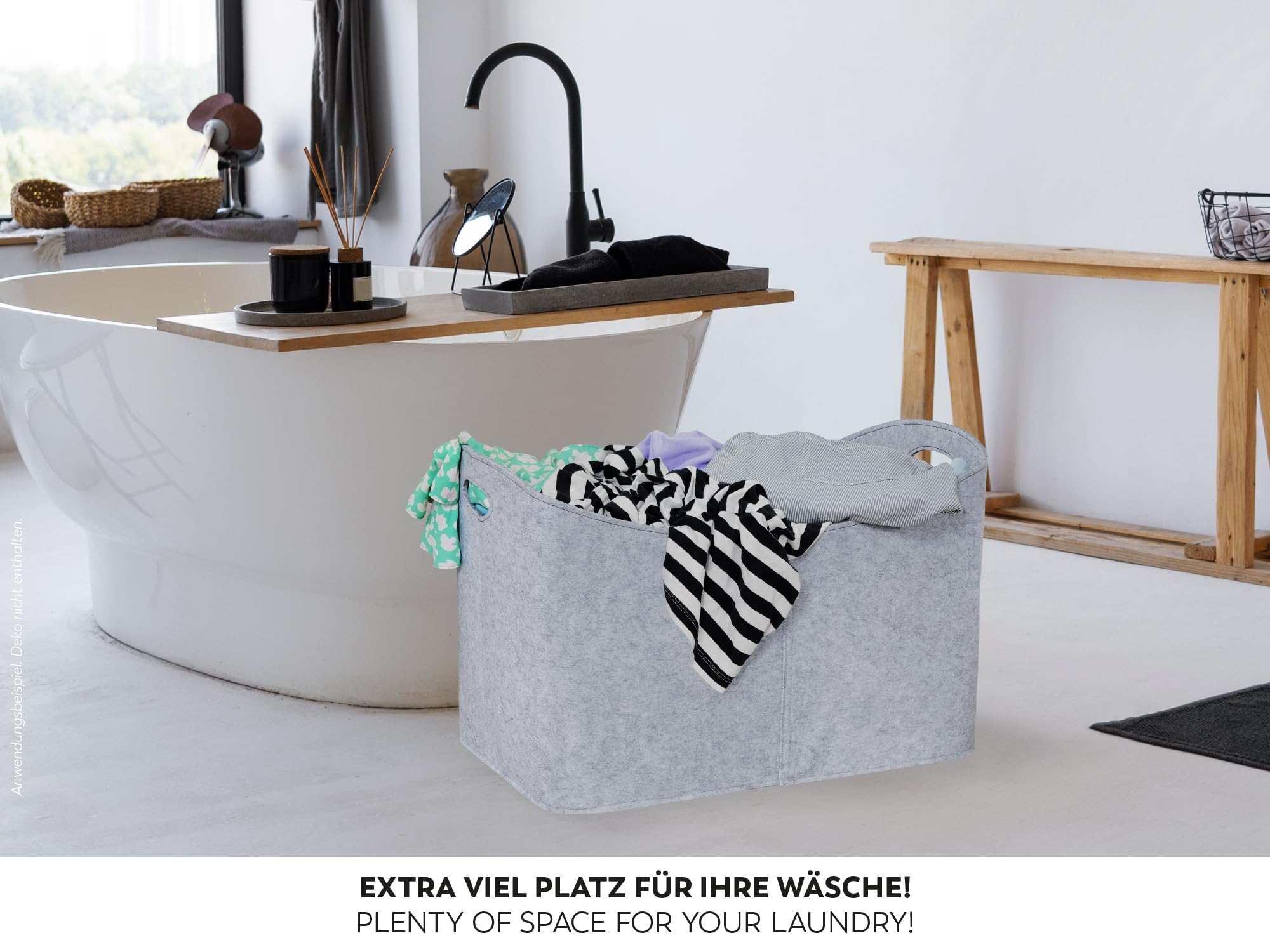 Rubberneck Borsa per tronchi in feltro XXL - Stoccaggio per legna da ardere, riviste, 63 x 40 x 42 cm (grigio)