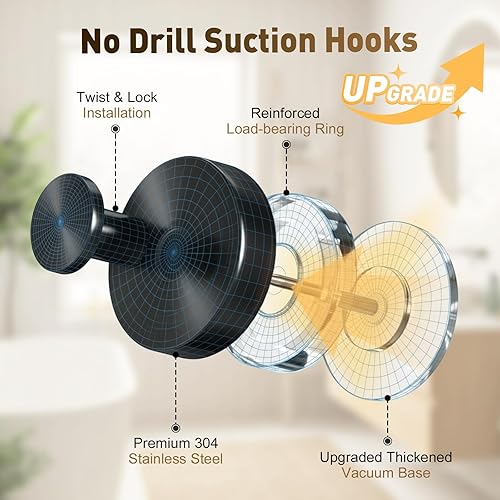 Miniatura 2 de Ganchos de succión mejorados para ducha interior, soporte de corona de ventosa reutilizable resistente para puerta delantera, pared de baño, cocina,