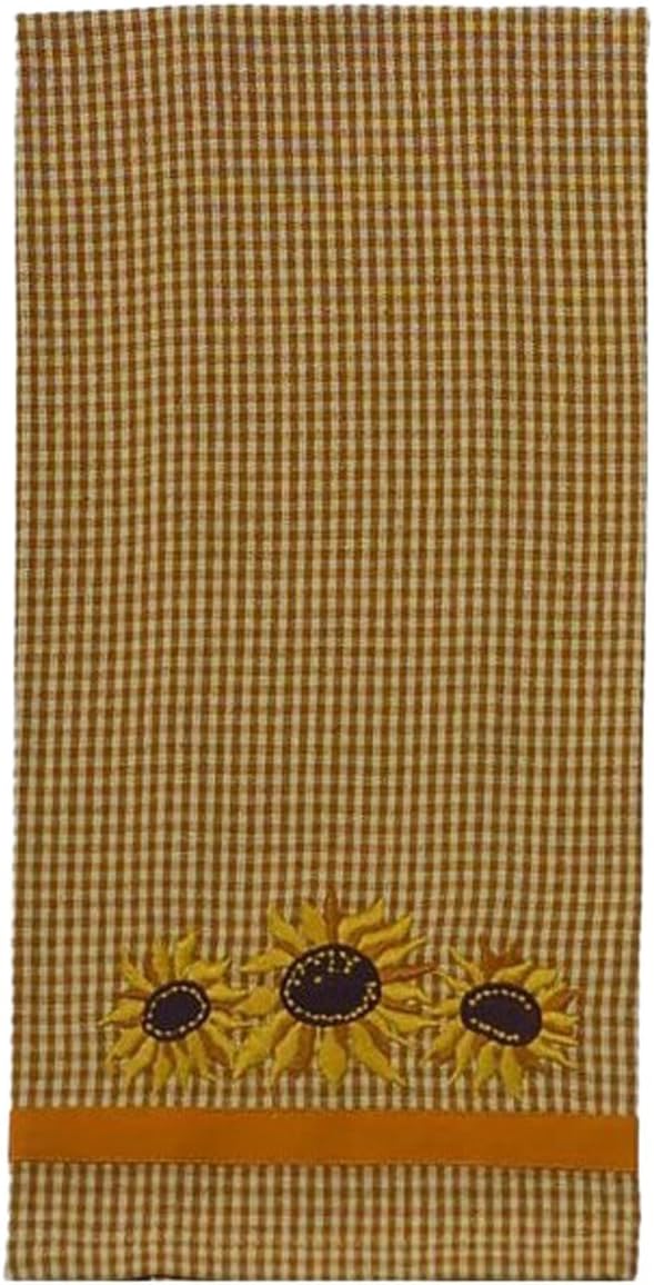 Sunflowers Mustard - Nutmeg Farmhouse Kitchen Towels 18" x 28" (Set of 2) Primitive Cotton Dish Towel for Home Decor
