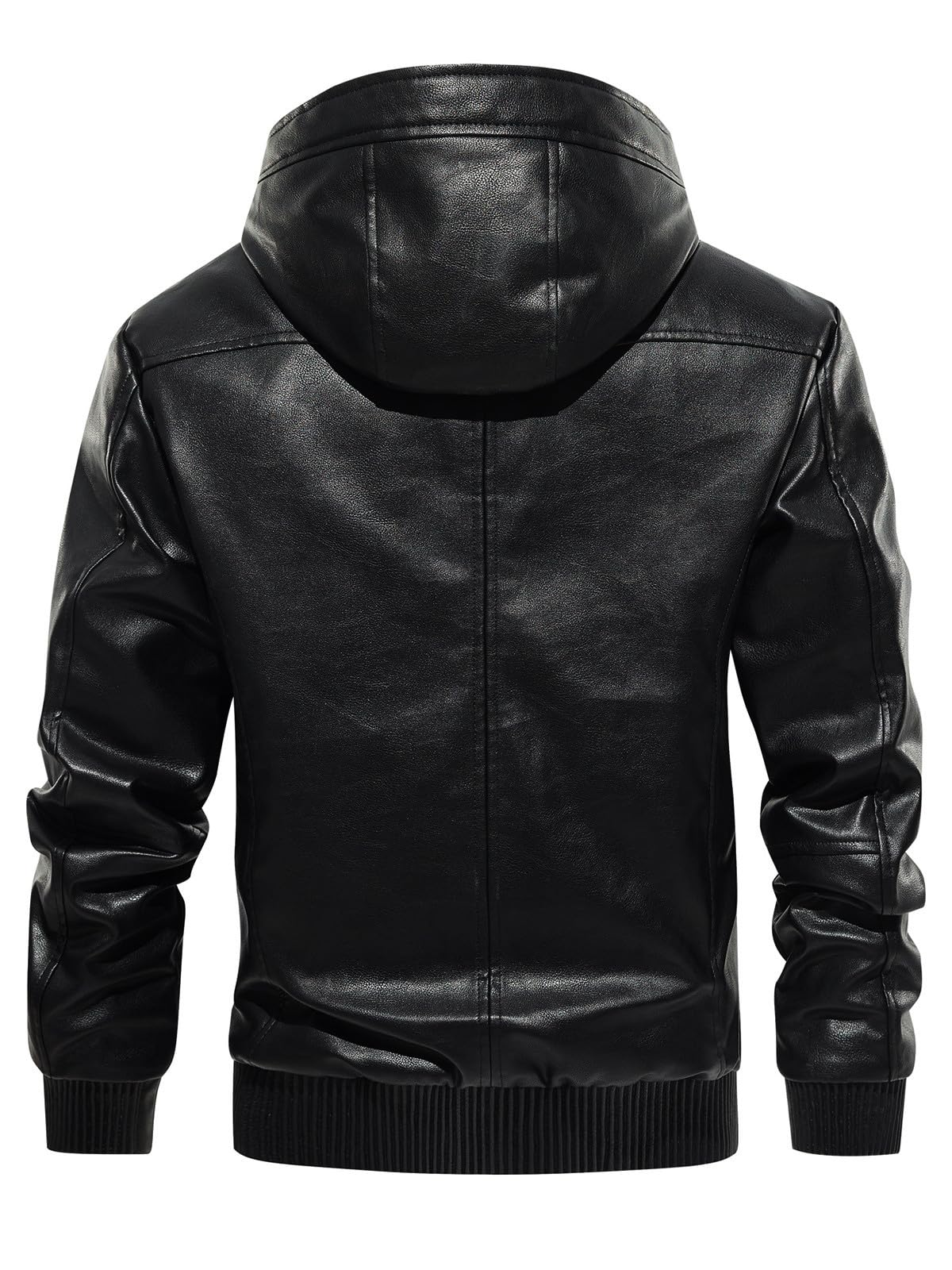 Uusollecy Chaqueta Cuero Hombre de Invierno con Forro Cálido Capucha Resistente al Viento y Cremallera