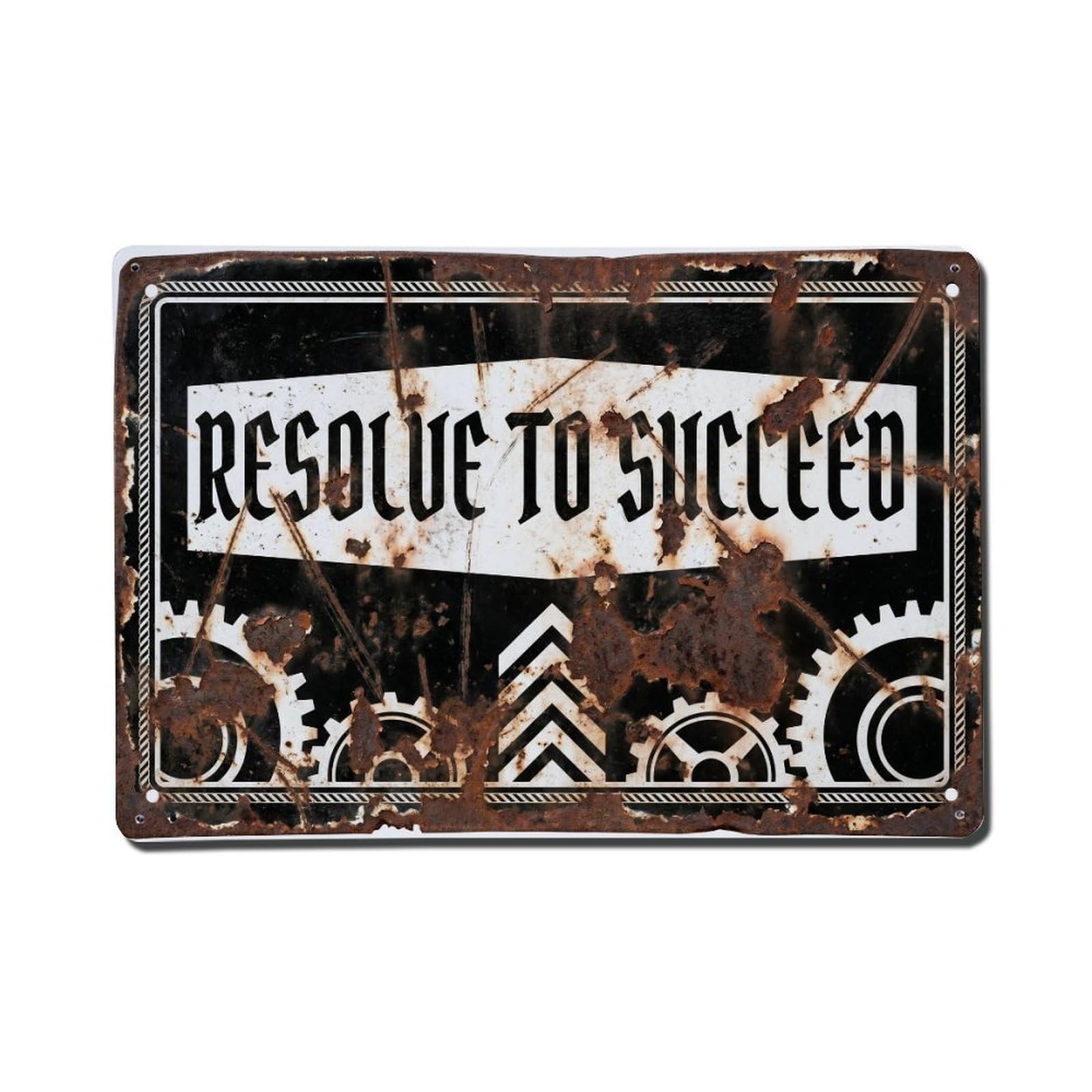 Resolve to Succeed Determination Retro Motivational Slogans Metal Tin Sign Plaque Wall Decor for Cafe, Club Bar, Office, Home Garden Metal Poster 8x12Inch