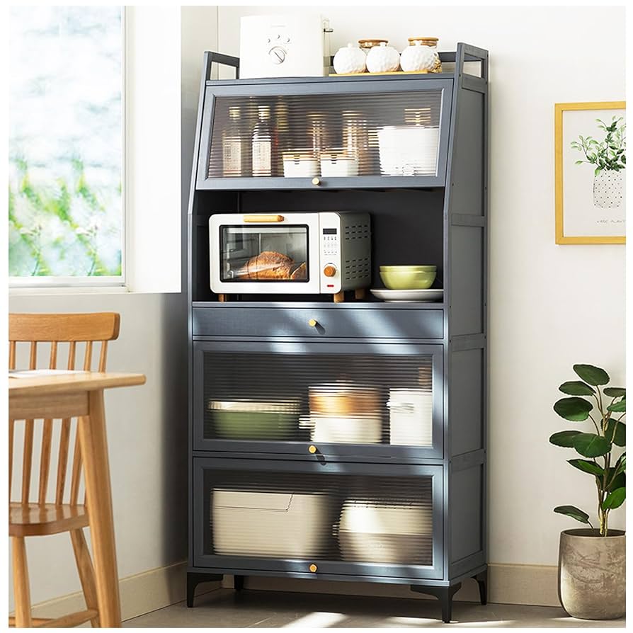 【美品】レンジキャビネット Amazon｜電子レンジ台とハッチ付き62インチビュッフェ