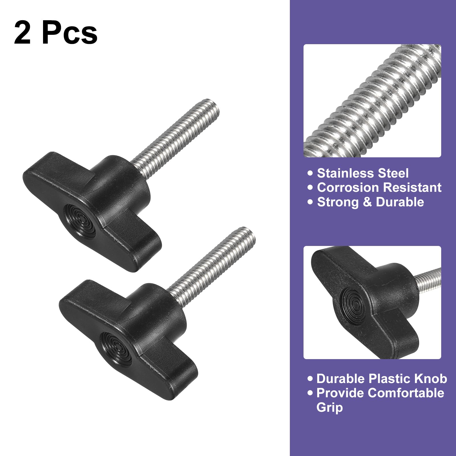QUARKZMAN 2pz Manopola a Vite di Serraggio, M6 x 30mm in Acciaio Inossidabile 304 a Forma di T per Sostituire Rapidamente Manopola di Serraggio a Mano Viti con Impugnatura a T