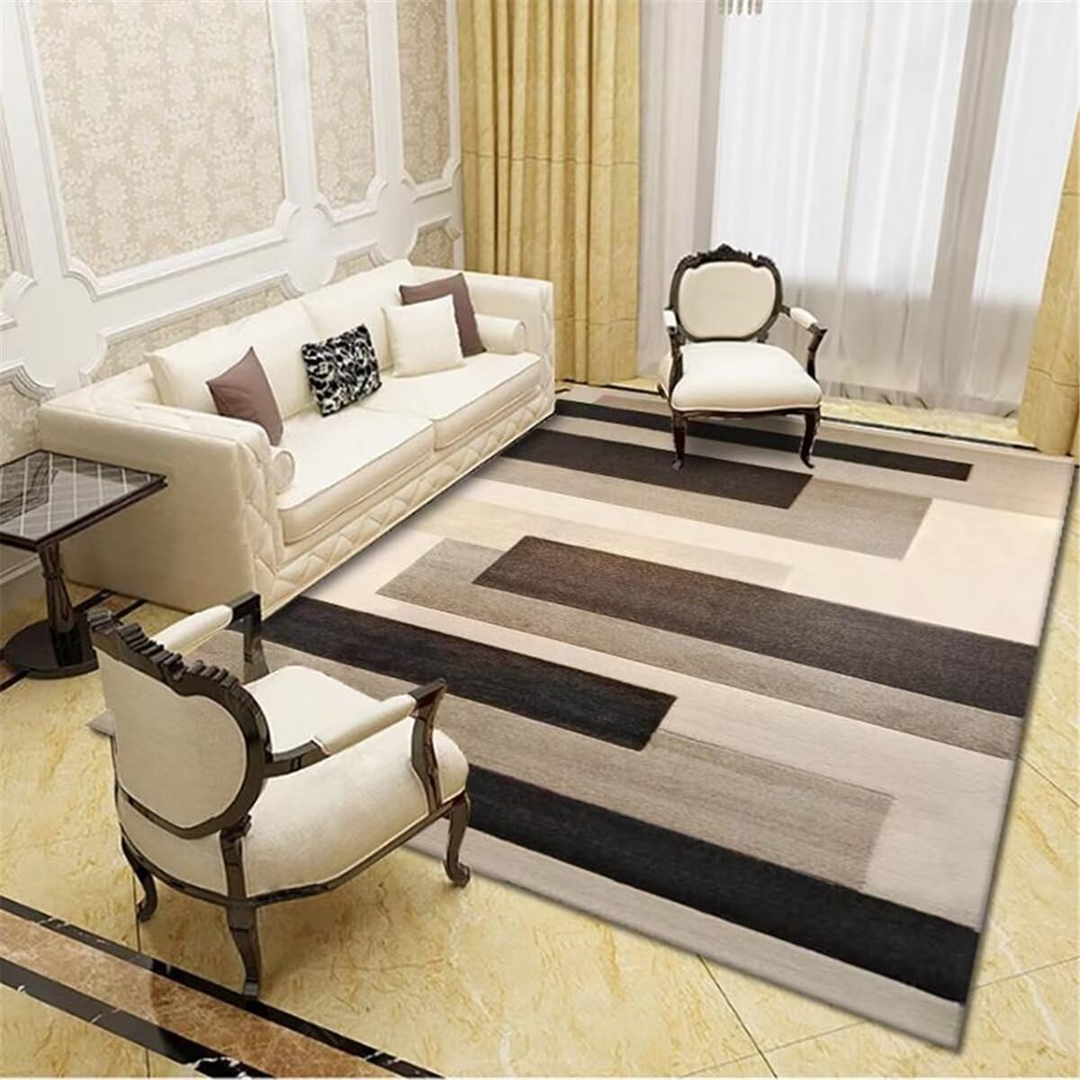 Tapis de chambre ado gris géométrique 80X150CM rectangulaire