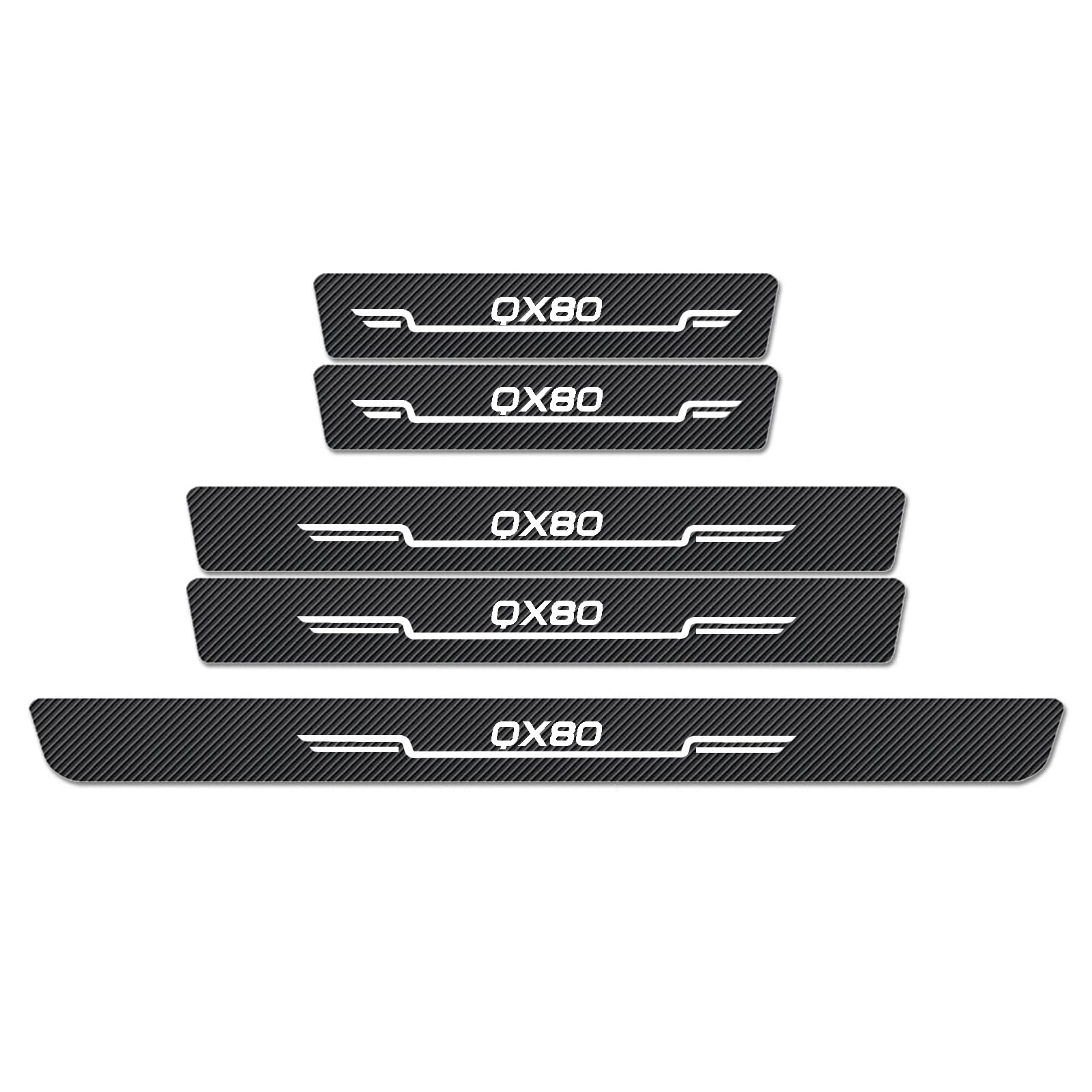 WXH97F Car Door Sill Protector Scuff Plates for Infiniti QX80 2013-2025 2026, Carbon Fibre Effect Door Step Guard, Rear Boot Bumper Strip, Self-Adhesive Anti-Scratch Protection Sticker