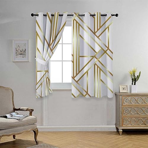 Miniatura 3 de Cortina para Dividir Habitacion con textura de mármol impresa, cortinas geométricas de privacidad, cortinas para Ventanas de Cuarto 72 pulgadas de