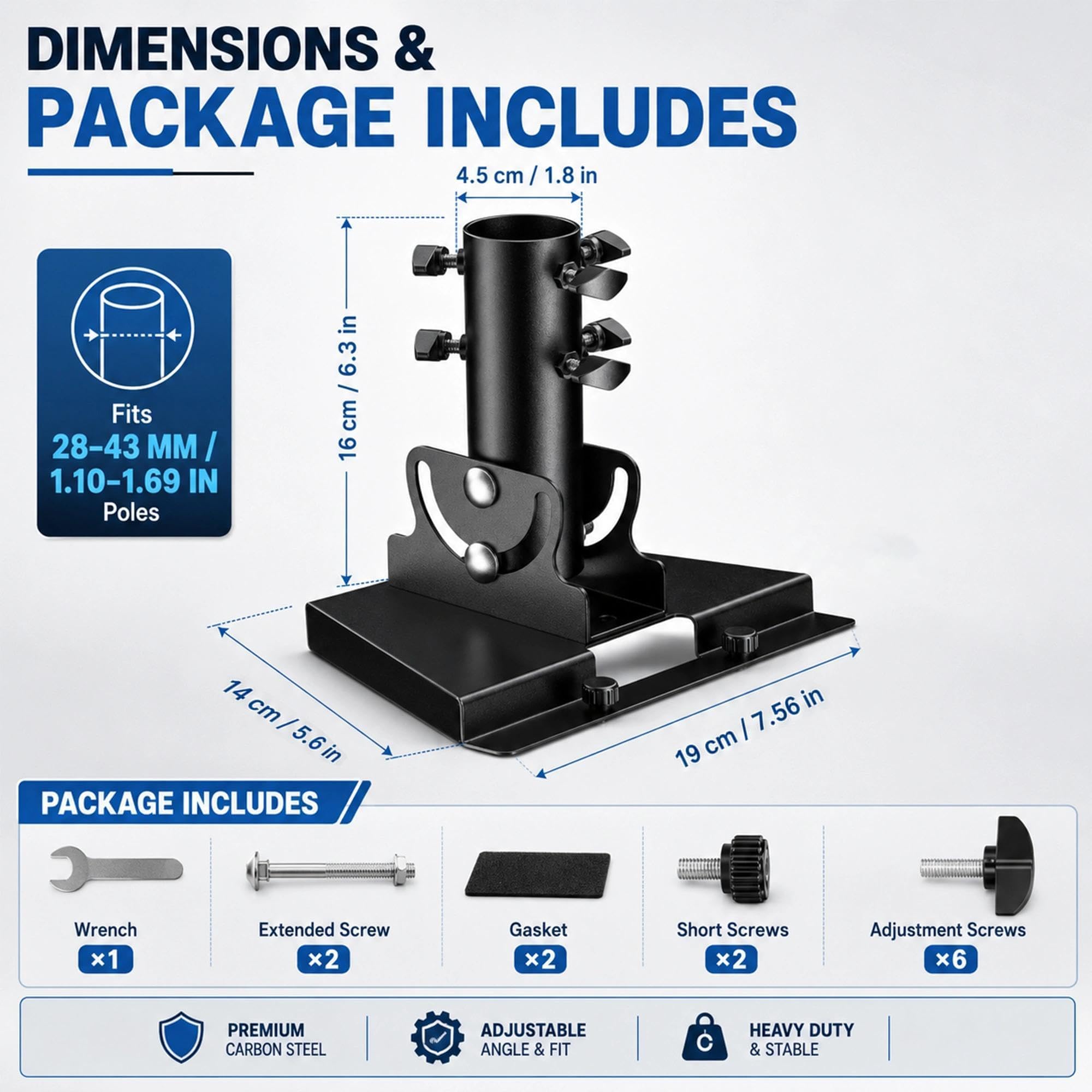 Adattatore per tubo regolabile compatibile con piatto Starlink Gen 3/4/4X
