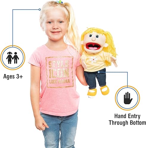 Katie Peach Girl Marioneta de mano de 14 pulgadas