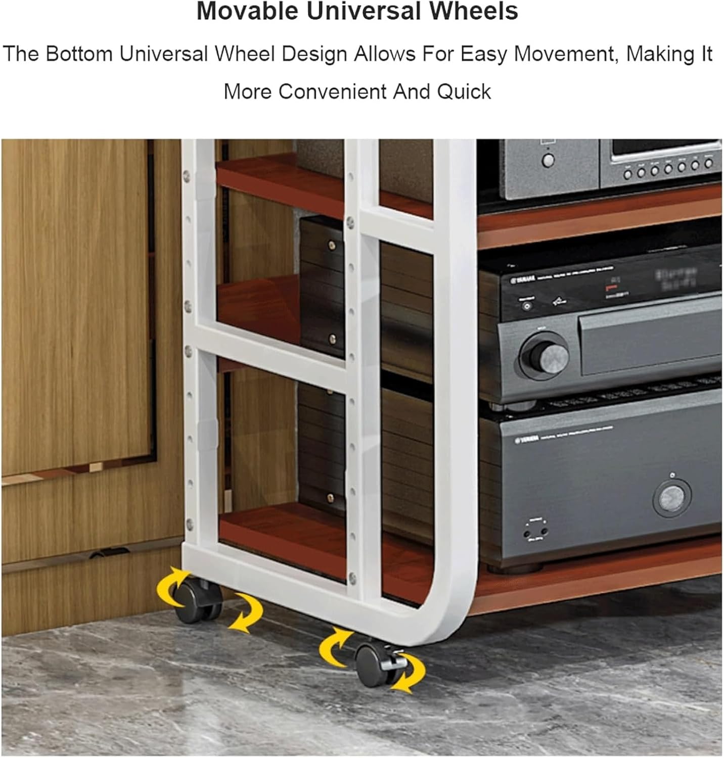 3/4/5 Tier Audio Tower Rack AV Media Player Stand,Audio Video Media Stand Stereo Stand with Wheels Metal Rack Audio-Video Shelving(Black,3 Tier)