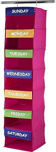 Miniatura 2 de Sagler Organizador de actividades diarias para niños, 7 estantes, portátil, para colgar en el armario, gran solución de armario