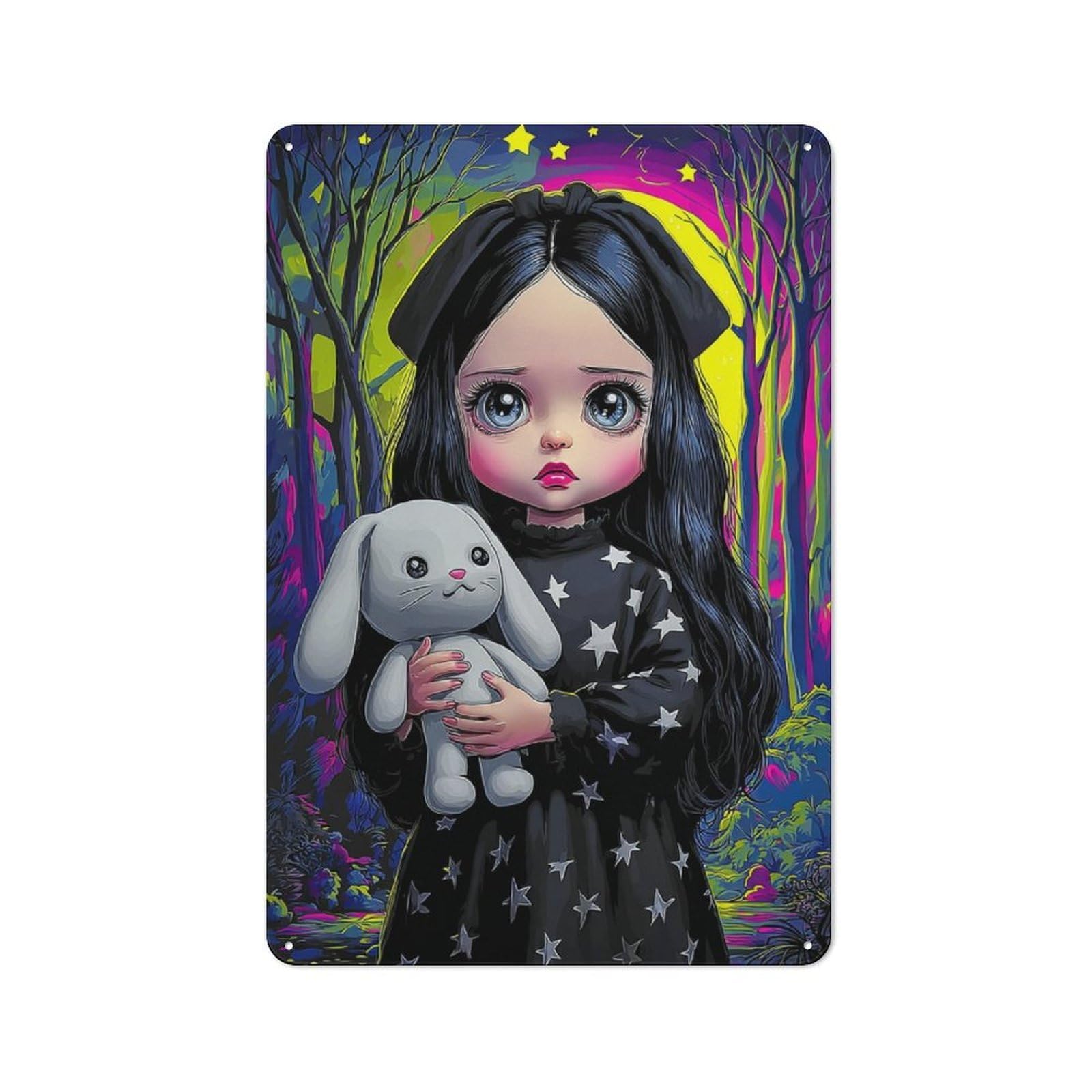 Junmoney Magical Night Forest Adventure Metal Wall Sign With Design 30X20cm, Loft Style Studio Wall Art For Flat, Bar, Studio Or Gallery Wall