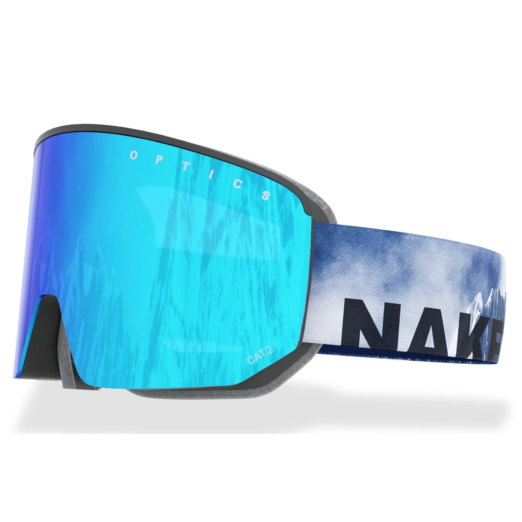NAKED Optics The NOVA Gafas de Esquí para Hombres, Gafas de Esquí para Mujeres, Gafas de Snowboard (NOVA Steep, sin lente para mal tiempo)