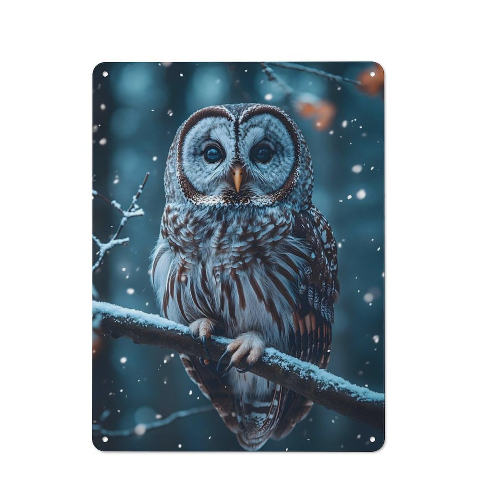 Metal Sign 40x30cm with Snowy Owl Portrait for Pub Or Café, Vintage Decor, for Metal Sign Collectors, for Garage And Workshop Walls
