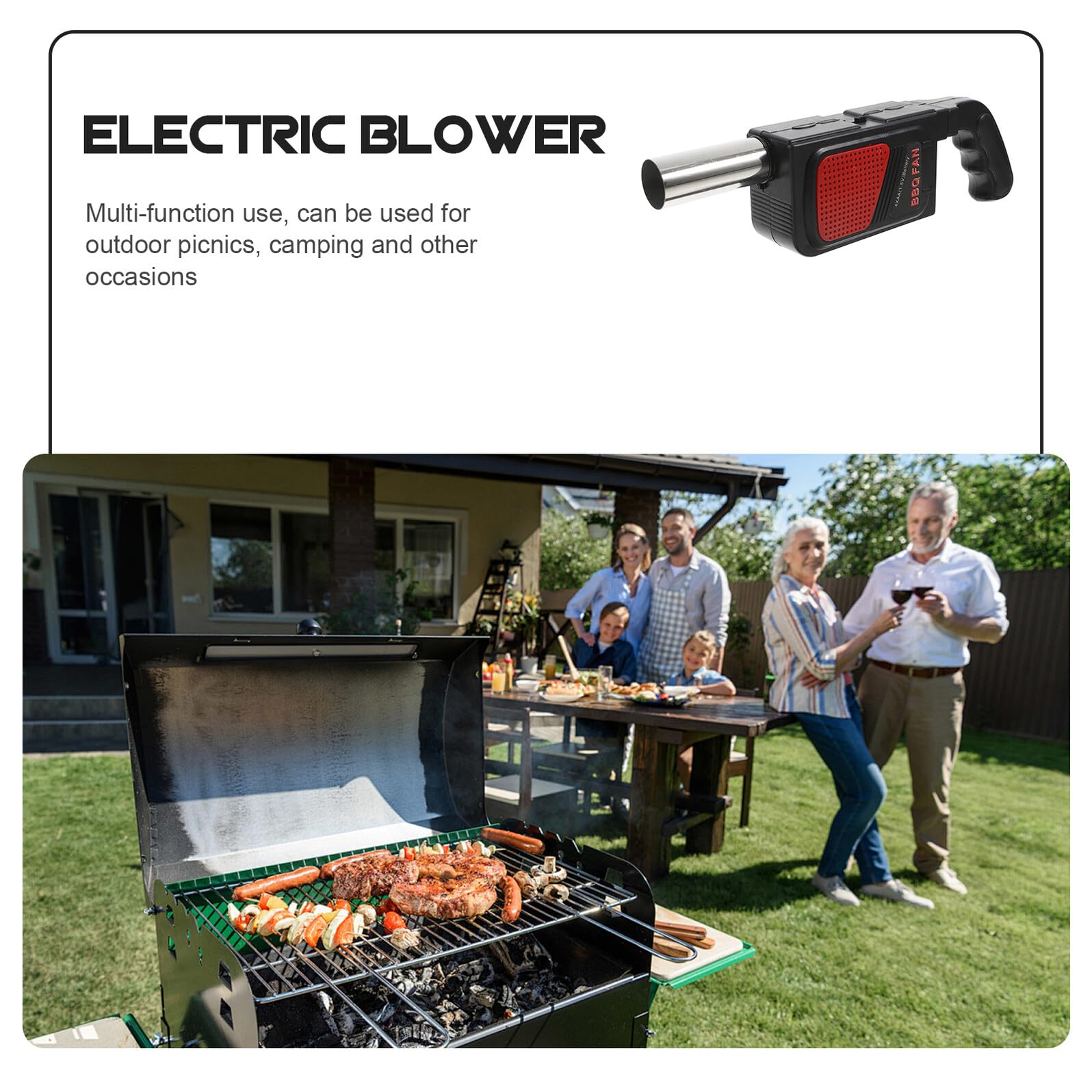 2 pezzi Soffiatore Elettrico Portatile per Barbecue Ventola Batteria per Accensione Rapida Strumento Compatto per Campeggio e Cottura All Aperto