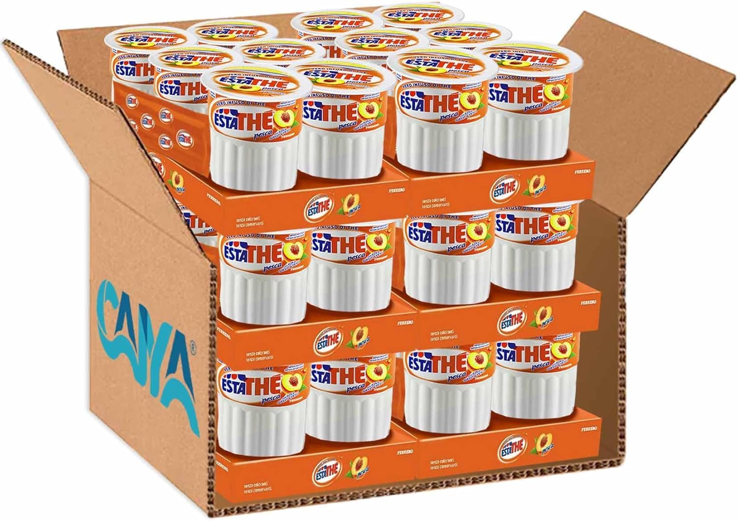 6X Thè Pesca Bevanda con Infuso Vero di Foglie di Thè a Pesca in Brick per estathe 6x200ml
