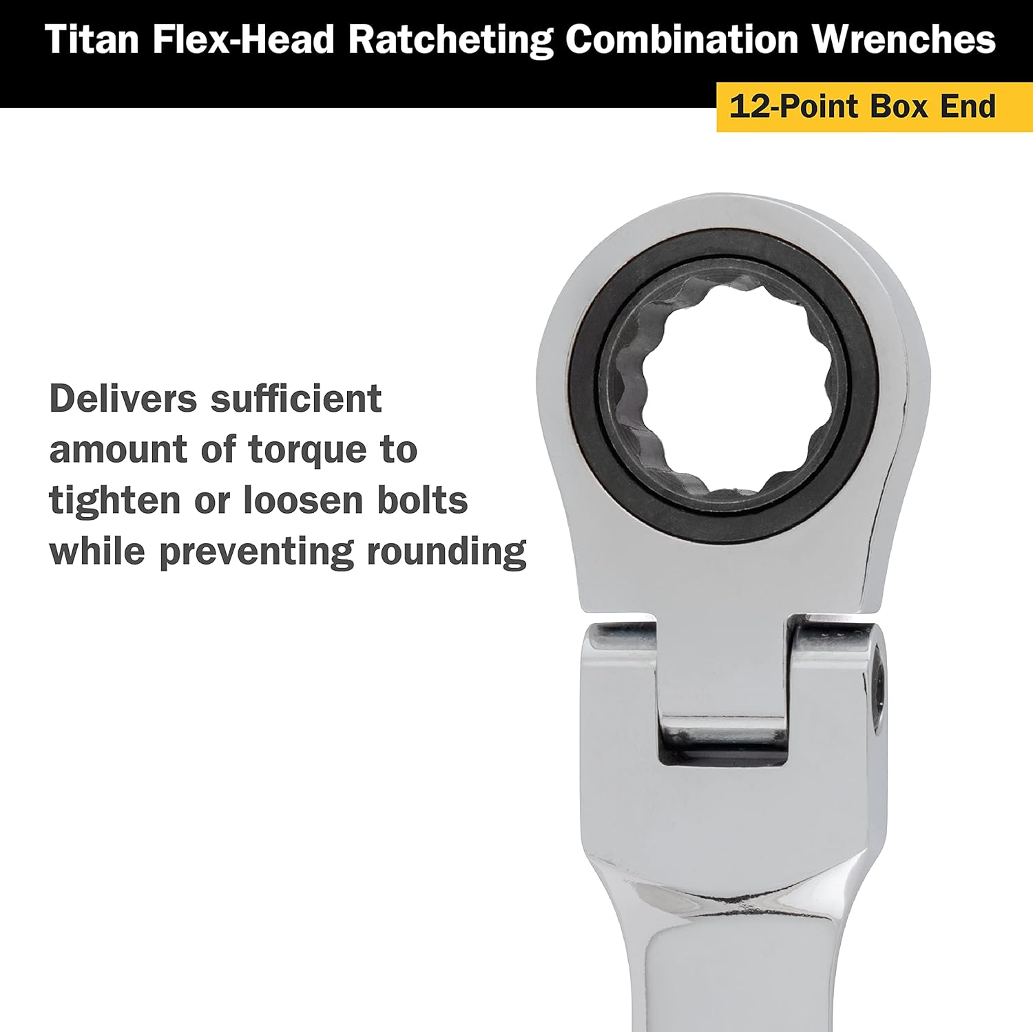 Titan 12815 15mm 12 Point 72 Tooth Flex Head Ratcheting Combination Wrench
