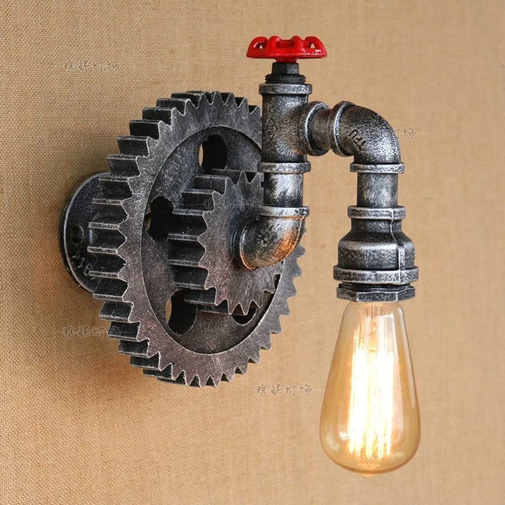 Equipo de Madera de Pipa de tubería de Agua Retro Luces de Pared Vintage Vintage Lámpara de Metal Creativo de Metal Tradicional E27 Restaurant Cafe Iluminación de iluminación