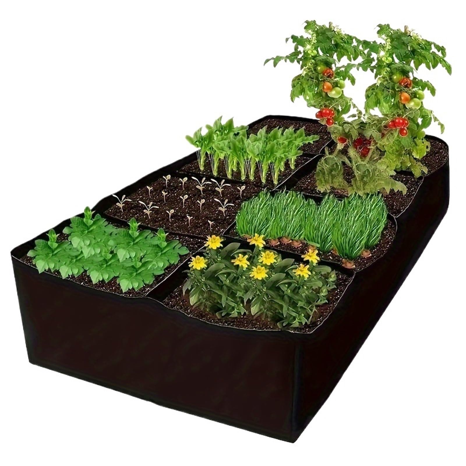 DCUIPG 3Pcs Garden Bed, 128 Gallon 8 Grids Plant Grow Bags,Breathable Planter Raised Beds For Growing Vegetables Potatoes Flowers for Vegetables