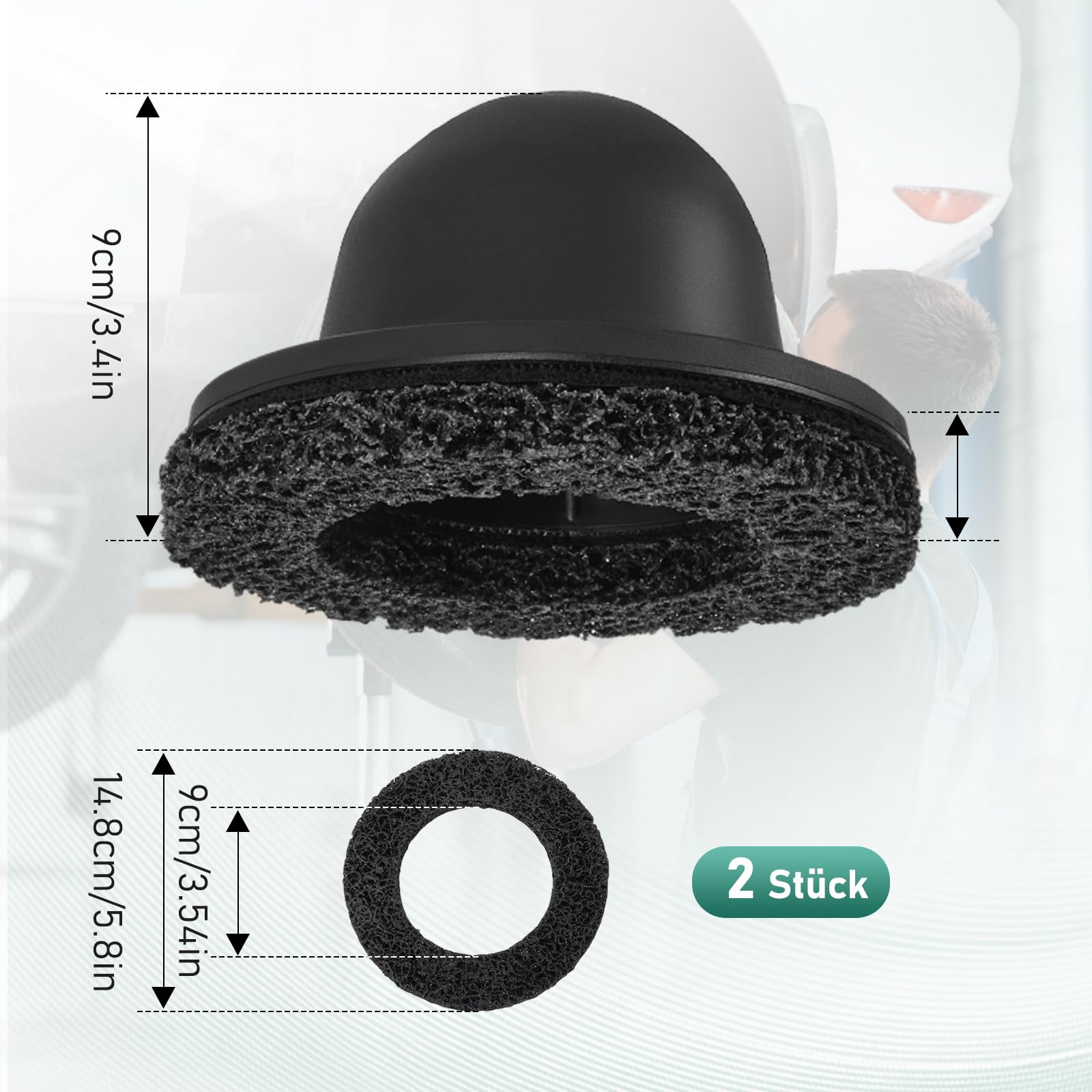 Smerigliatrice mozzo ruota, smerigliatrice per mozzi auto, smerigliatrice a vaso, 150 mm, per avvitatore a percussione da 1/2" con 2 spazzole per cerchioni, levigatrice per la cura dei