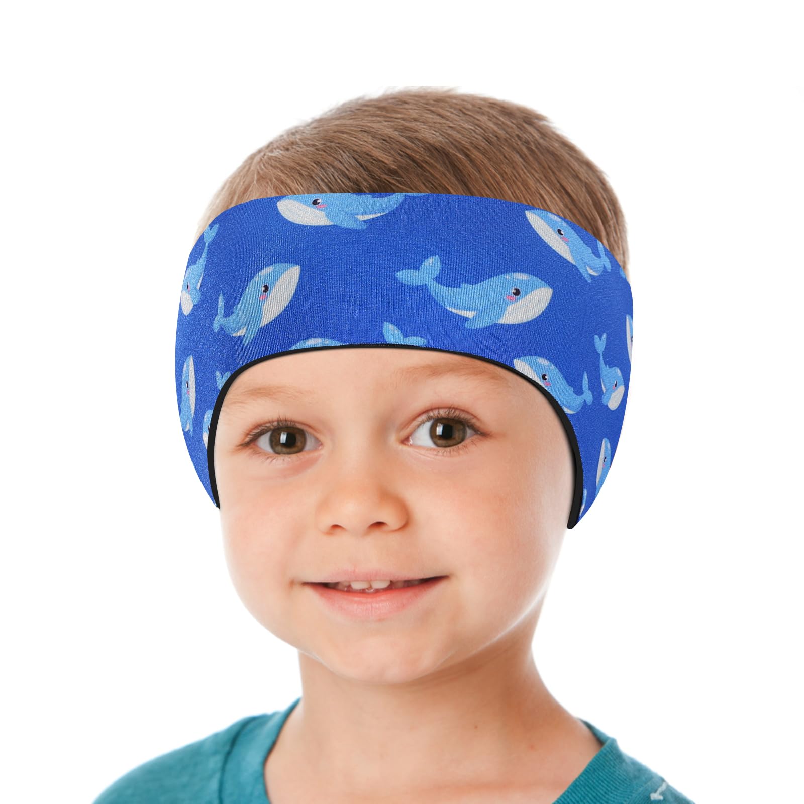 HeySplash Swimming Headband, Swimming Earplugs Kids Ear Plugs Ear Band Swimmer Ear Protection, Neoprene Ear Guard & Hair Guard for Kids Adults, Hold Earplugs in, M, Full Dark Blue Whale โ image 1