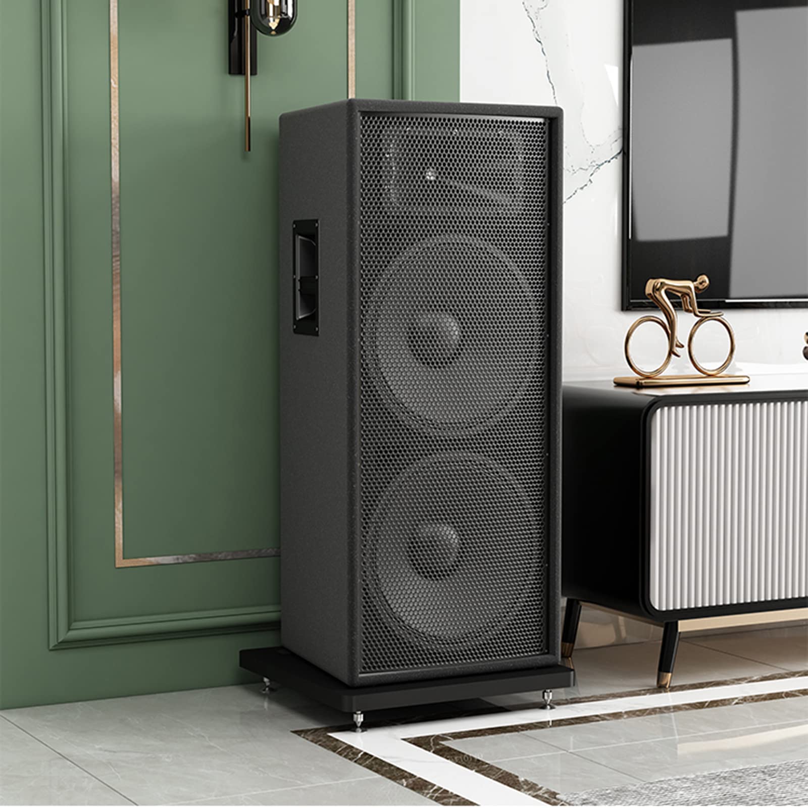 RENJJPBO Speaker Stand Base, Desktop Speaker Stand Shock Absorber, Universal Speaker Tray with Spike and Pad Kit, for Surround Sound Home Theater (C)