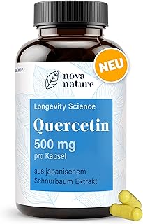 Quercetin hochdosiert [500mg / Kapsel] - 95% Reinheit, aus Japanischem Schnurbaum - 120 Flavonoide Kapseln mit Quercetin 500mg, Flavonoide hochdosiert - von NovaNature®