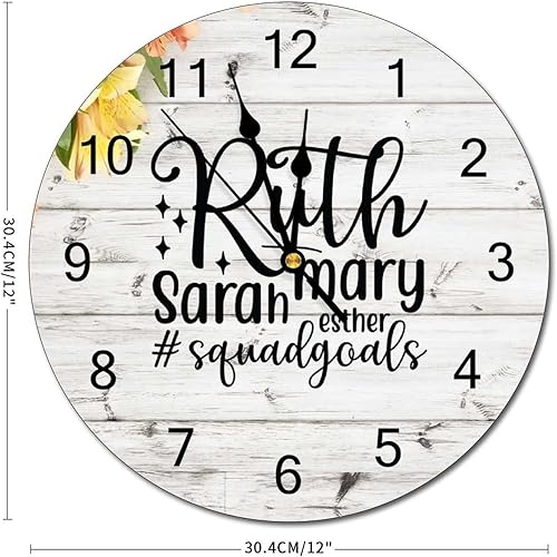 Miniatura 2 de Ruth Mary Sarah Esther Squadgoals Wooden Clock Bible Verse Christian Religious Quotes Jesus Retro Wall Clock Quartz Silent Clock Home Decorative