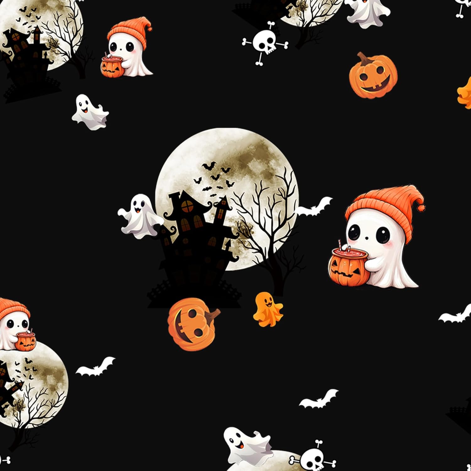 Halloween Shirts for Women: Castle Pumpkin Pattern Halloween Party Short Sleeve Costumes Crewneck T-Shirt - Image 3