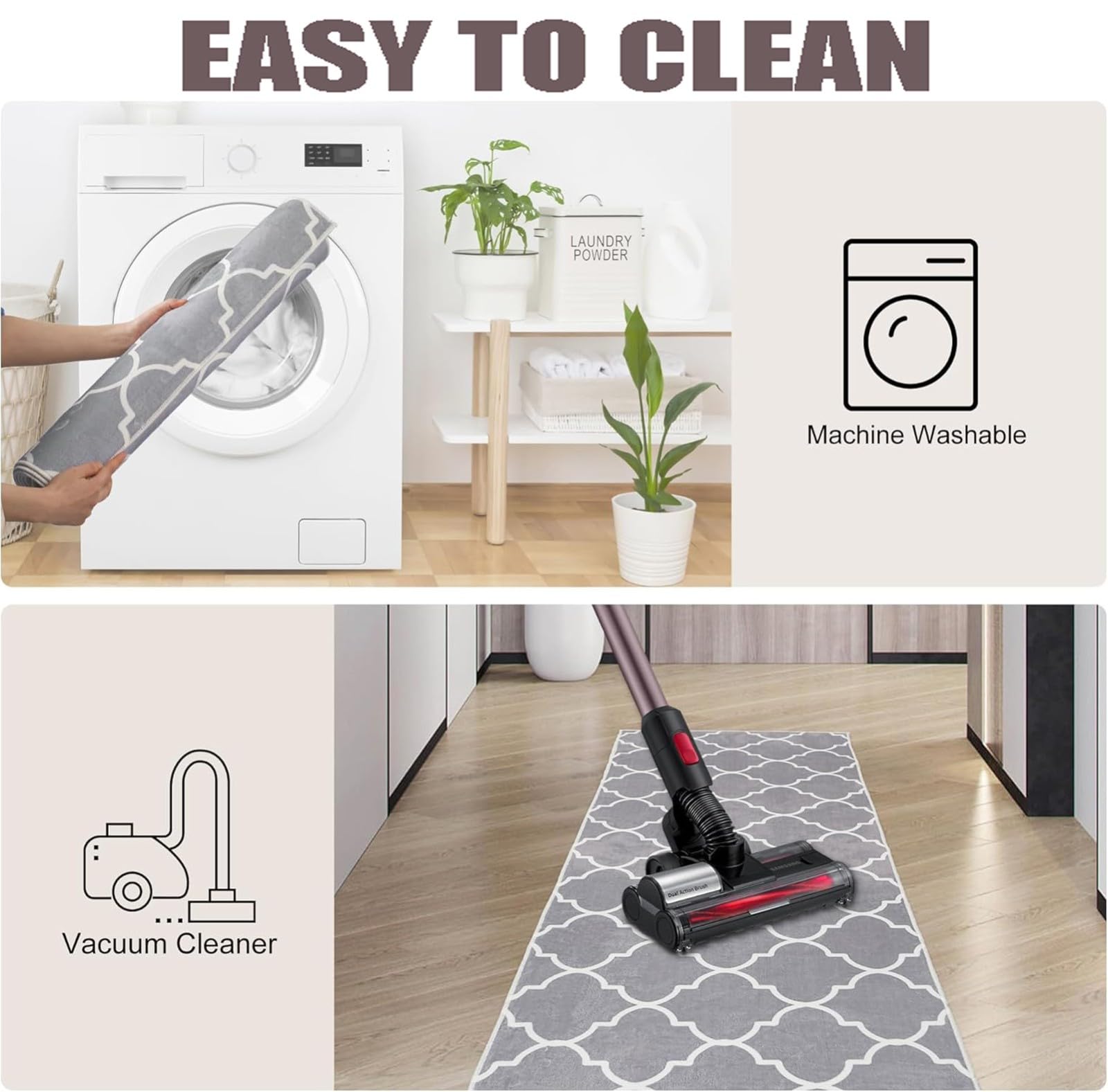 Tappeti da Cucina 2 Pezzi, Tappetini Antiscivolo Imbottiti Anti-Fatica 5 mm Spessi Scrivania in Piedi Ufficio Tappetini Impermeabili Lavanderia Lavabili 03,18 * 30IN + 18 * 71IN