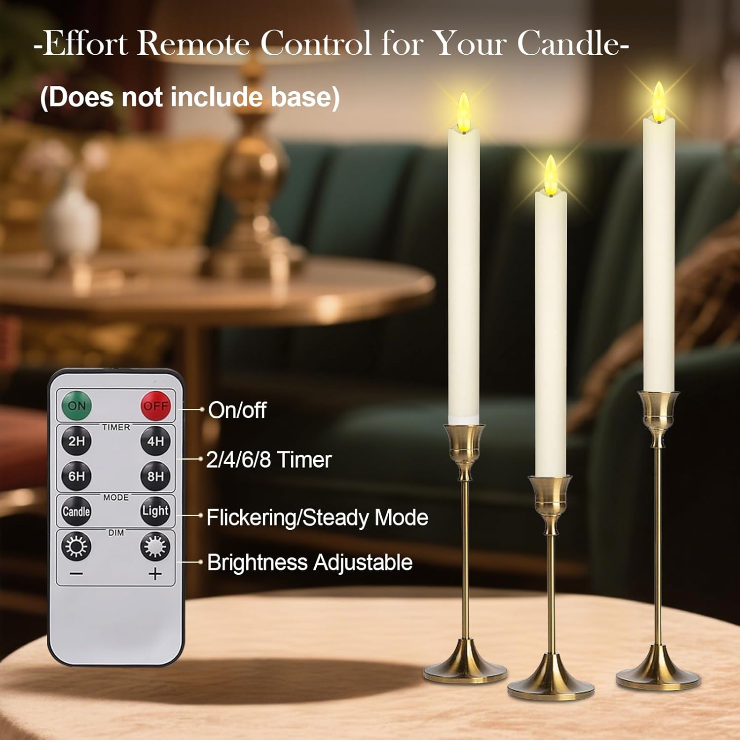 6 Pcs Rechargeable Flameless Taper Candles with Remote & Timer, 9.6 Inch Real Wax 3D Flickering LED Candlesticks, Dripless Battery Operated Window Candles for Christmas, Wedding, Home Decor