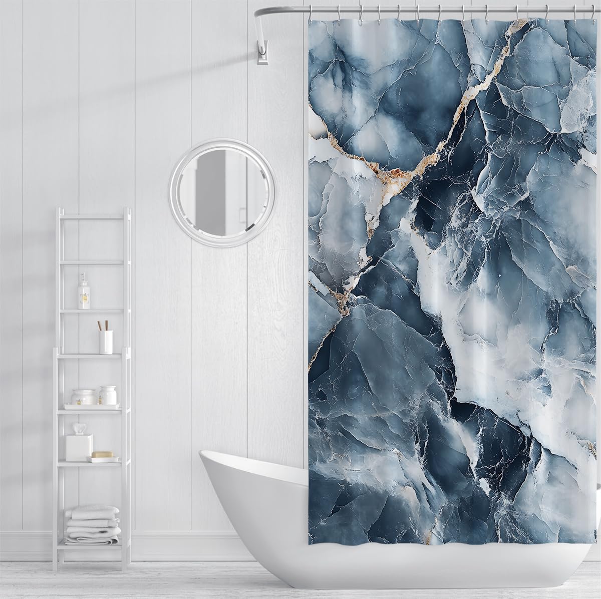 Cortina de ducha de poliéster nieprzemakalna Cortina abstrakta de mármol de textura Cortinas de baño de Estilo nórdico Cortinas de baño, nadająca się do prania, a máquina y secado rápido Con ganchos