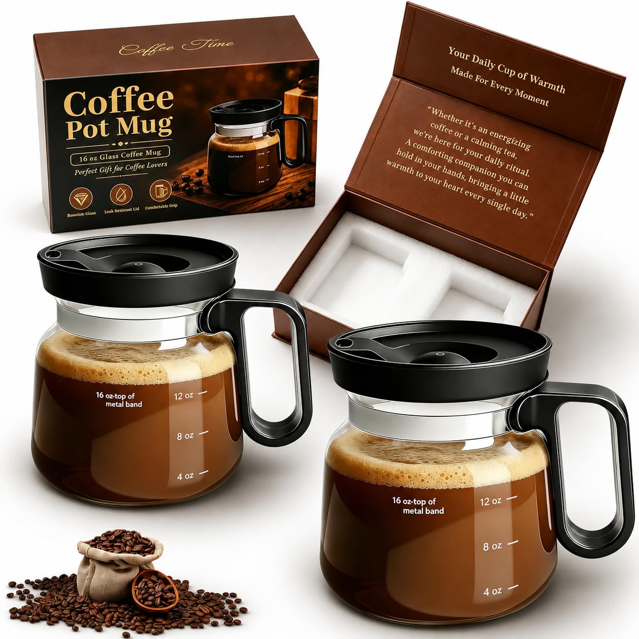 Shelprojsu 2 Pack 16 oz Mini Coffee Pot Mug