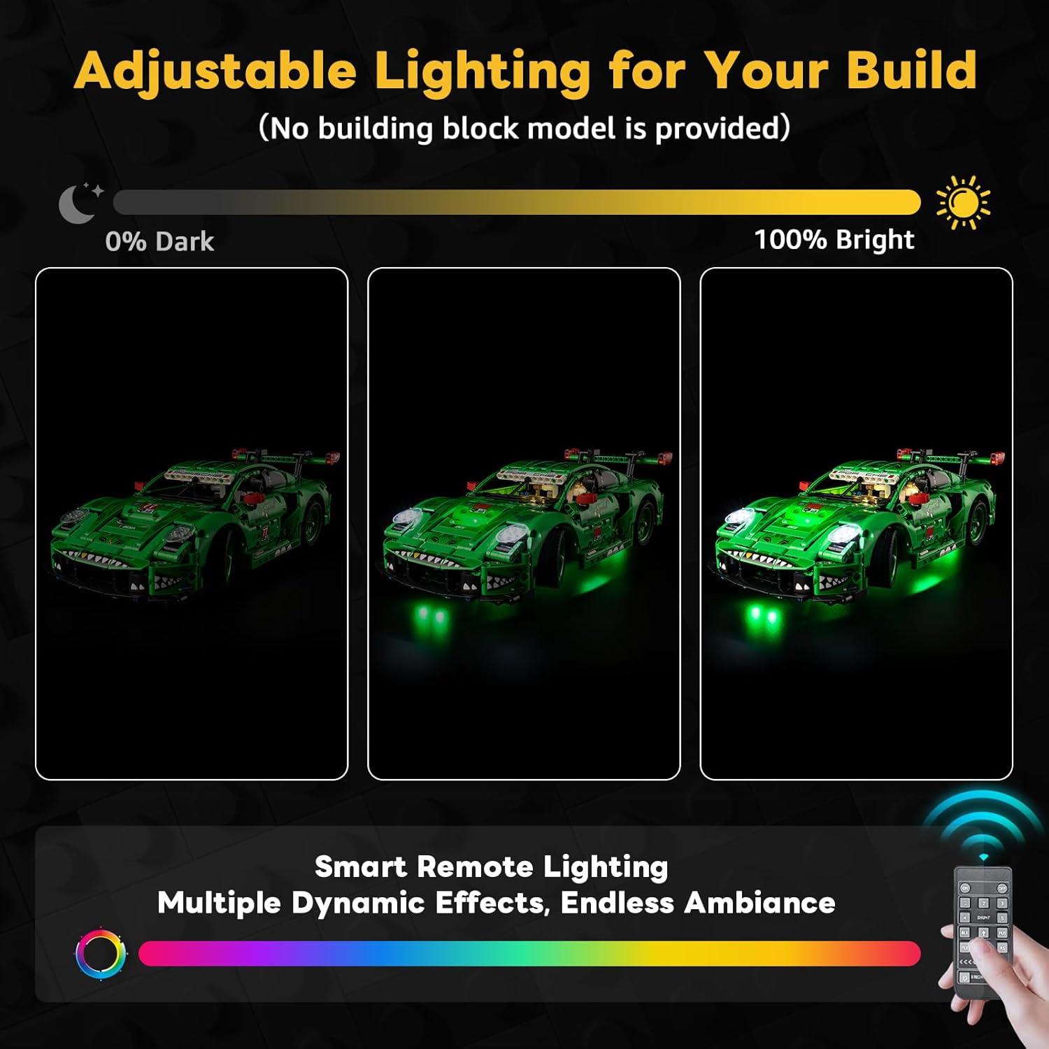 Kyglaring Light Kit Compatible with Lego Porsche 911 GT3 R Rexy AO Racing Car 42224 Building Blocks, Upgrade Remote Control, Lights Only, Model Set Not Included