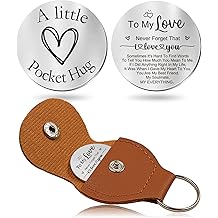OUMILAN Pocket Hug Token Gifts for Men Boyfriend Girlfriend Inspirational Gift for Son Daughter Brother with Leather Keychain