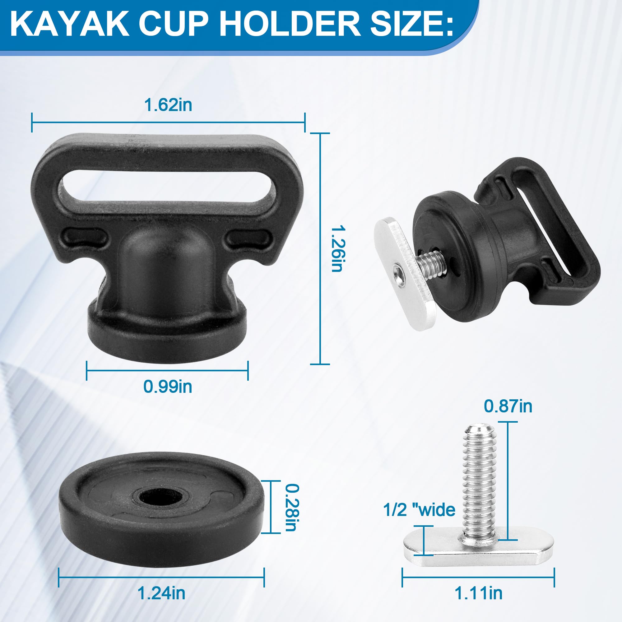 Kayak Track Mount Tie Down, Track Mount Vertical Tie Down for Securing Cooler, Crate to Track, Kayak Track Accessories
