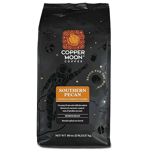 Copper Moon Café en grano entero, tostado medio, mezcla de nuez del sur, 5 libras