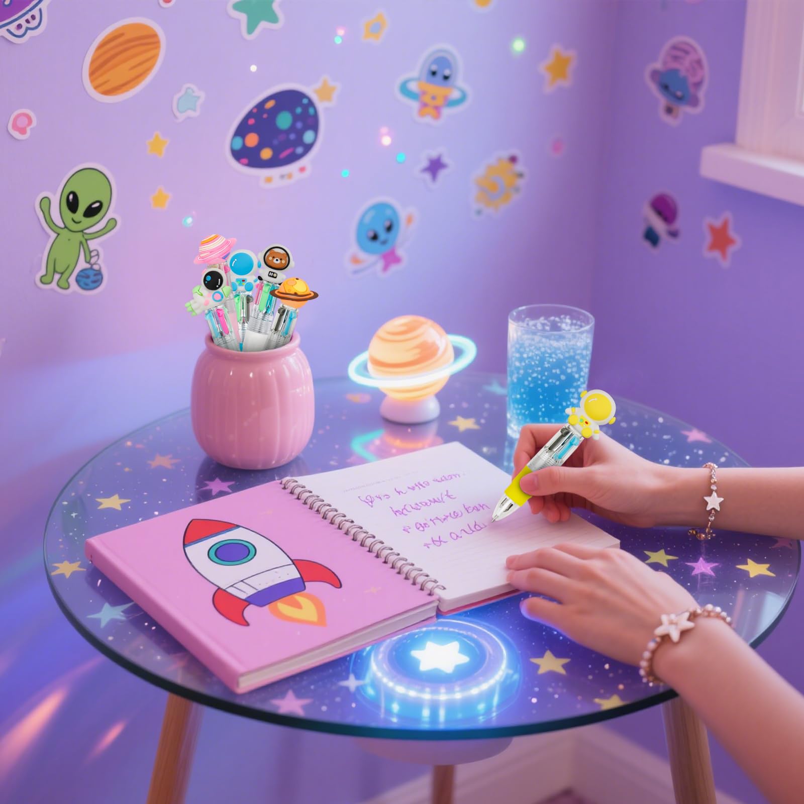 30 mini penne multicolori in uno, 4 in 1, graziose penne per bambini, penne a sfera per compleanni e feste per bambini, regali divertenti a inchiostro assortito (spazio)