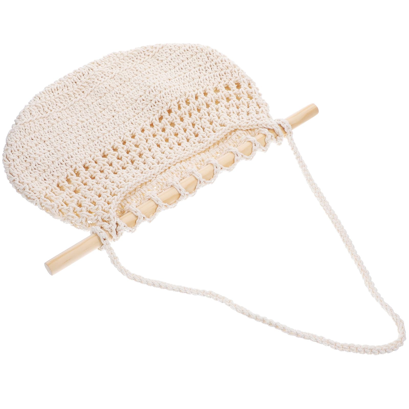 Cesta colgante beige de diseño tejido bohemio para almacenamiento sutil