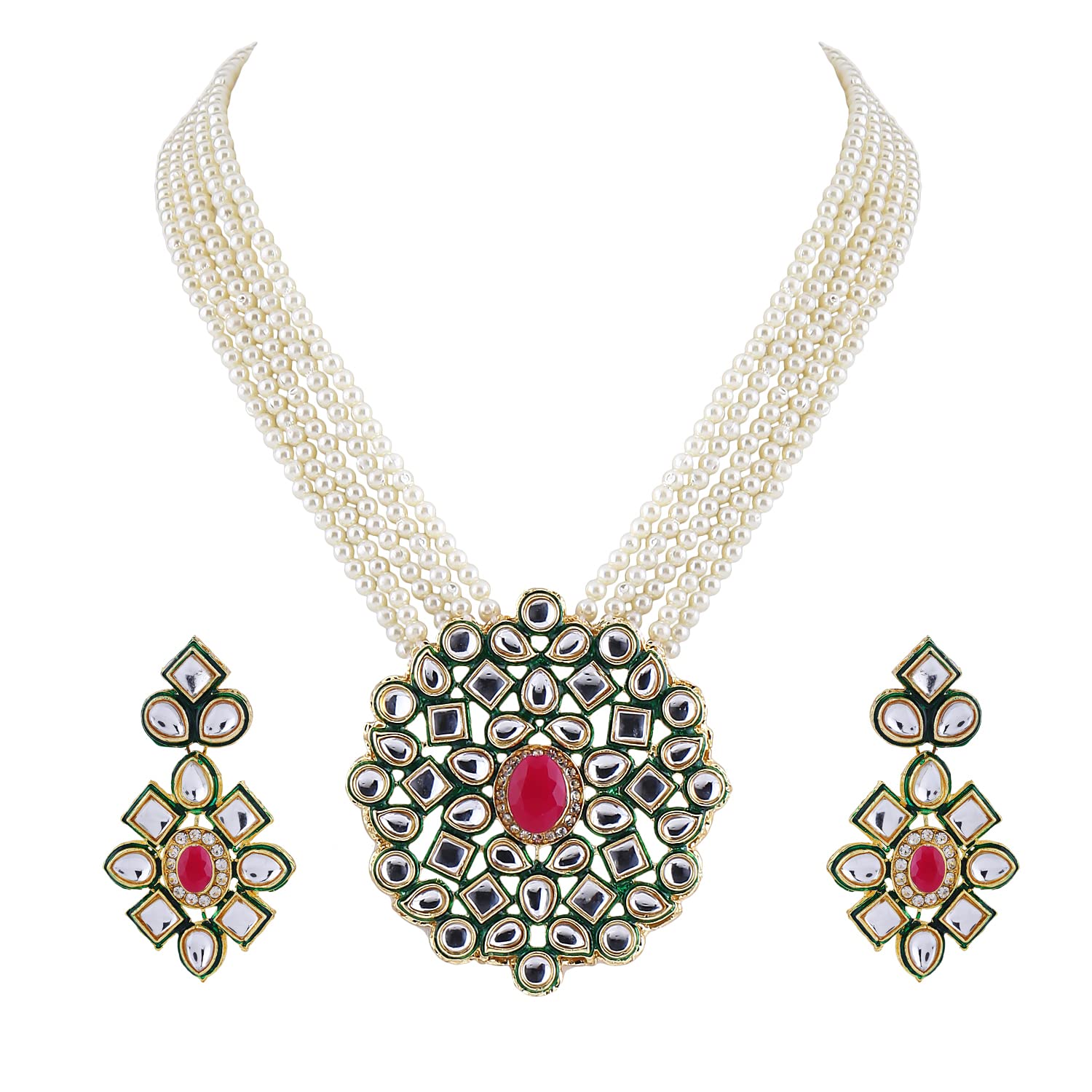Shining Diva Fashion Latest Stylish Fancy Traditional Kundan Necklace Jewellery Set for Women (12930s), White (B09MRX2D6F) Amazon Price History, Amazon Price Tracker