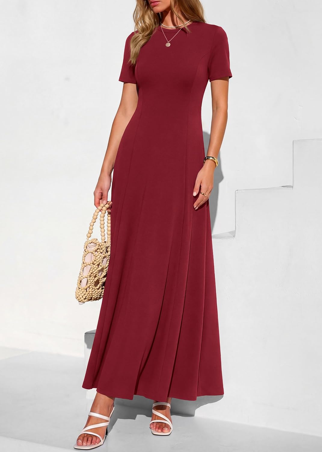 KIRUNDO Wedding Guest Dresses for Women 2026 Spring Summer Short Sleeve Pleated Long Flowy A Line Formal Maxi Dress Pockets - Image 3