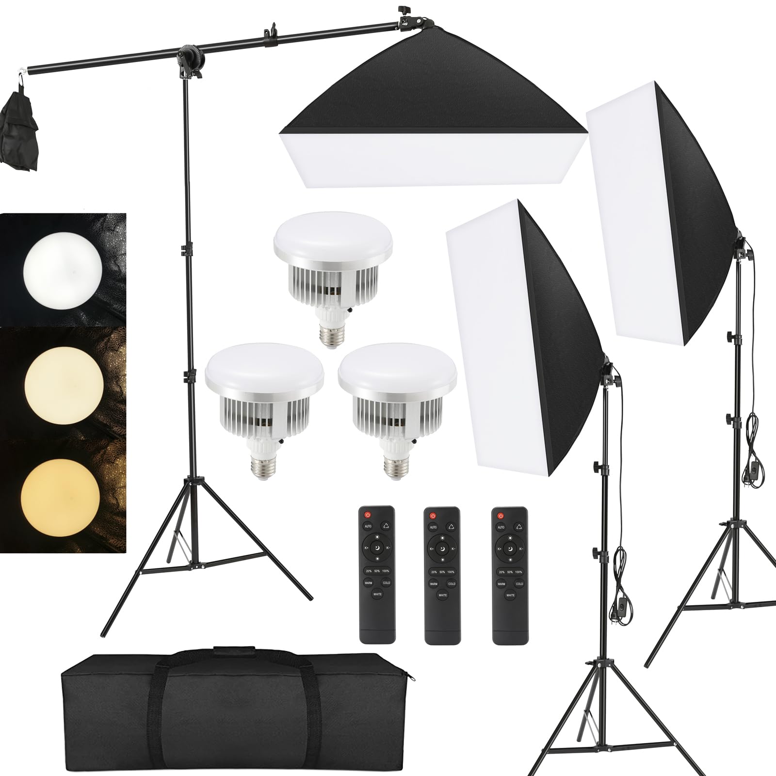 Tiandirenhe LED-Softbox, mit 85 W, 2800 K-5700 K, zweifarbiges LED-Licht, Softbox mit 50 x 70 cm, Fernbedienung, Beleuchtungsset für Fotostudio-Ausrüstung (3-teiliges Set)