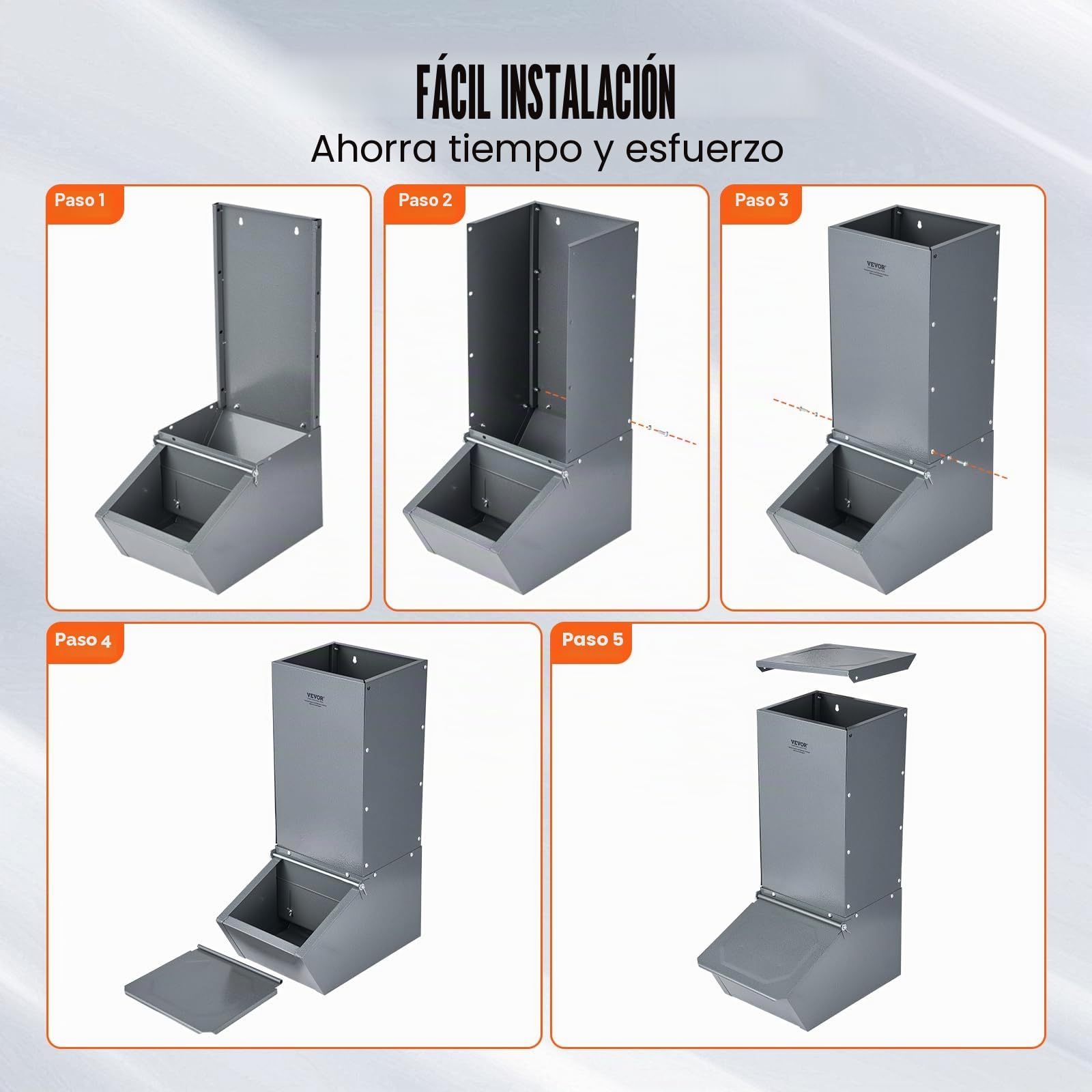 VEVOR Comedero para Cerdos de Capacidad de 90,92 L, Comedero para Cerdos de una Puerta, Comedero para Lechones de Acero Resistente, Comedero de Canaleta Multiusos para Alimentar hasta 5 Cerdos