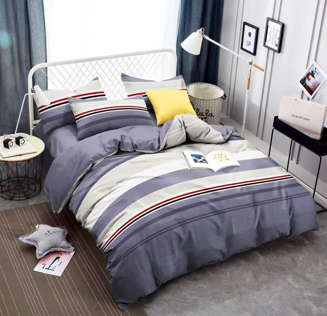 Single comforter set fixed duvet inside, 4pcs set with bed sheet and pillow cover (S4)