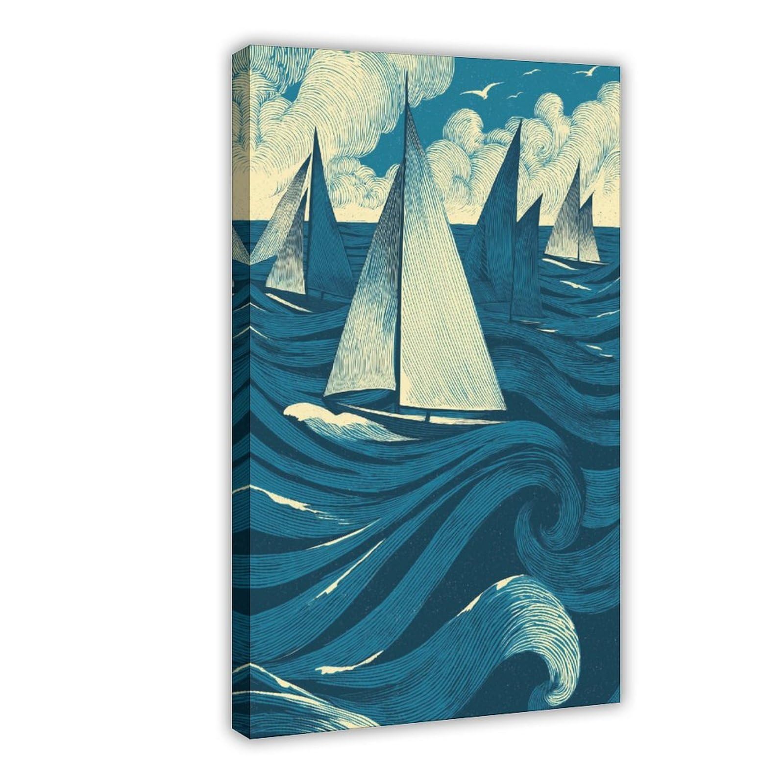 YWTJAX Ocean Wave Poster Canvas Poster for Living Room Decor Gift