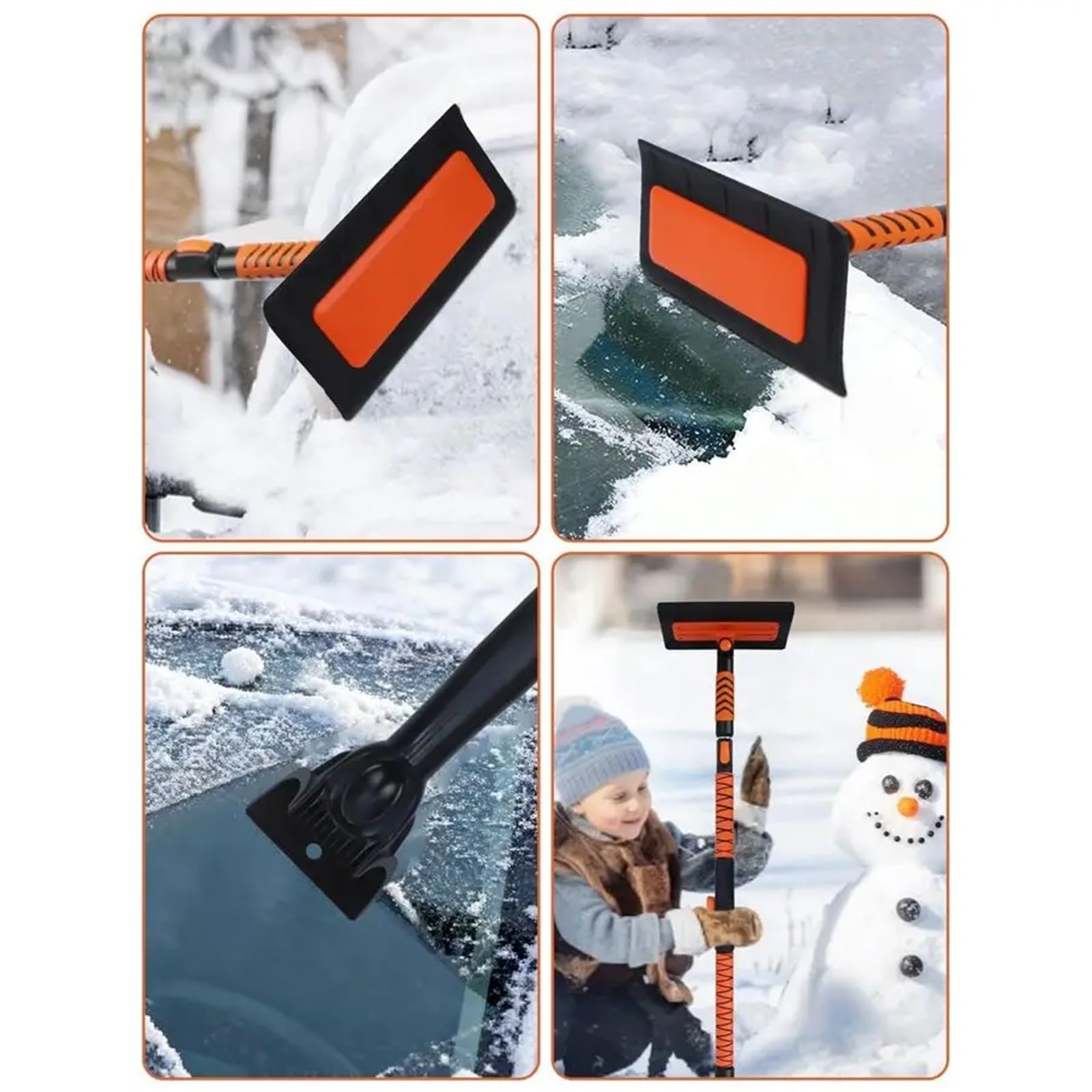 Escoba de nieve extensible de 60 pulgadas y raspador de hielo para coche, cepillo de nieve flexible con cabezal de espuma de 12.2 pulgadas para quitar la nieve del parabrisas de coche, camión, SUV