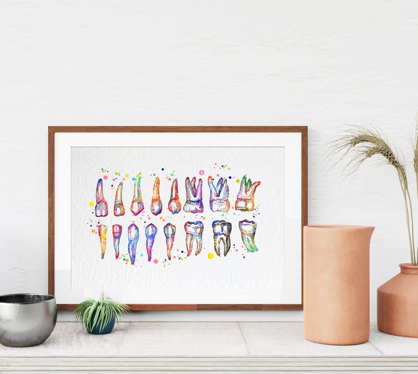 Dignovel Studios 11X14 Unframed Tooth Chart Illustration Dentist Office Dental Watercolor Art Print Poster Wall Hanging Decor DN858